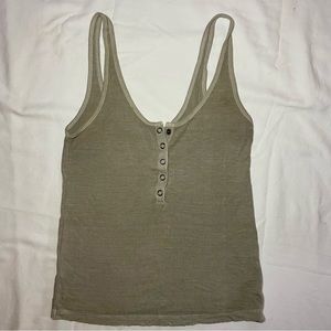 Pale Green Ribbed Tank Top